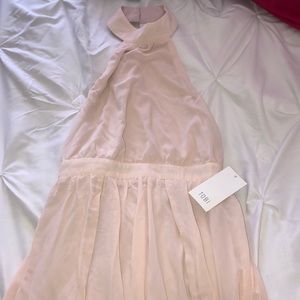 Peach/dusty pink halter floor length dress